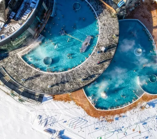 Outdoor pool complex from above — Chocholowskie Termy