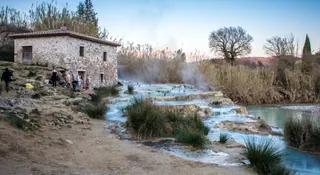 The mill and Cascate del Mulino pools — Cascate del Mulino