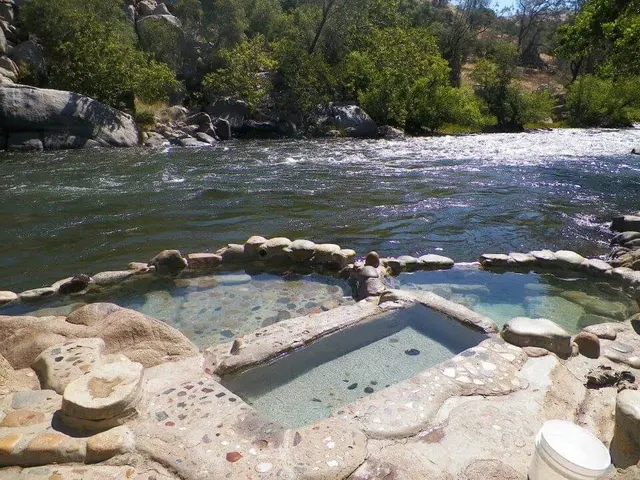 Outdoor thermal pools on riverside in Remington Hot Springs near Bodfish, California