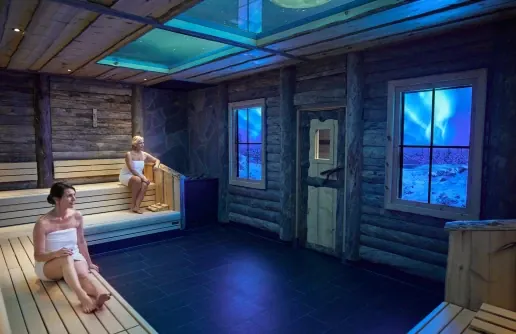 Sauna with colored lighting — Thermen Bad Nieuweschans