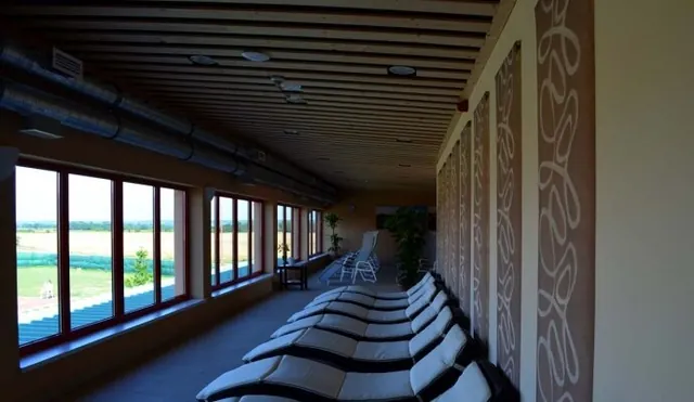 Poolside relaxation area — Volcano Medical and Adventure Bath