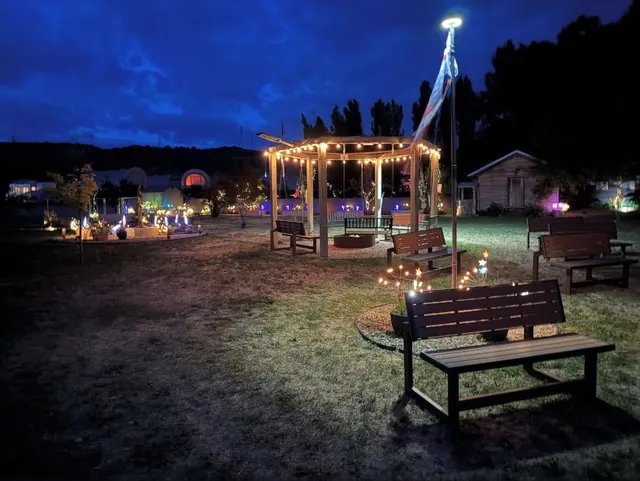 Outdoor pools at night — Downata Hot Springs