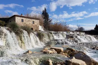 Cascate del Mulino, Italy - terraced travertine hot spring pools near Saturnia in Maremma Tuscany