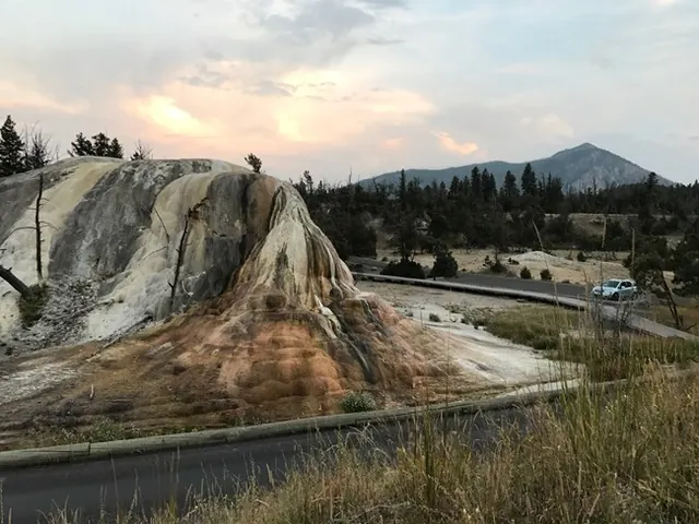 Hydrothermal terrace formations; bathing is prohibited — Mammoth Hot Springs