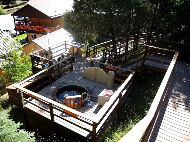 Box Canyon Lodge, Colorado - cedar soaking tubs terraced on mountainside