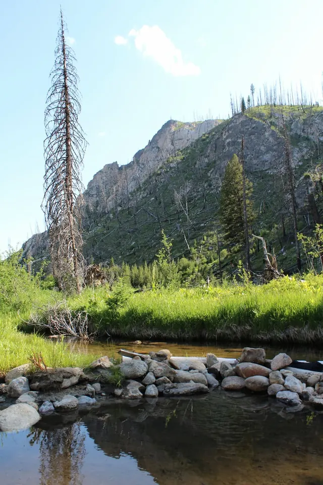 primitive hillside hot spring pools at mollys hot spring idaho