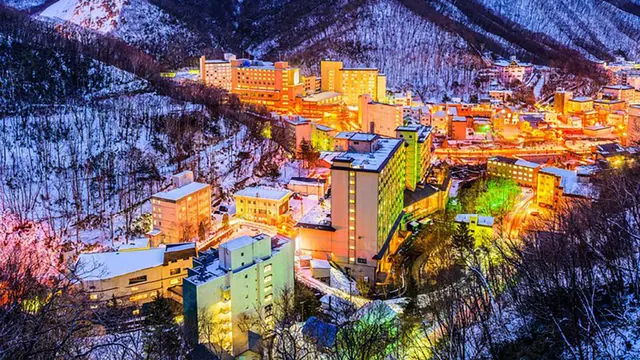 Noboribetsu spa town in winter — Noboribetsu Onsen